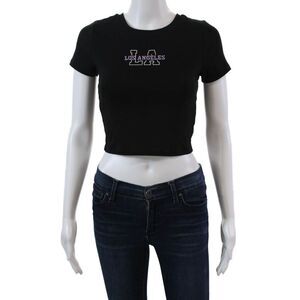 Garage Womens Cotton Crew Neck Los Angeles Short Sleeve Baby Tee Black Size M